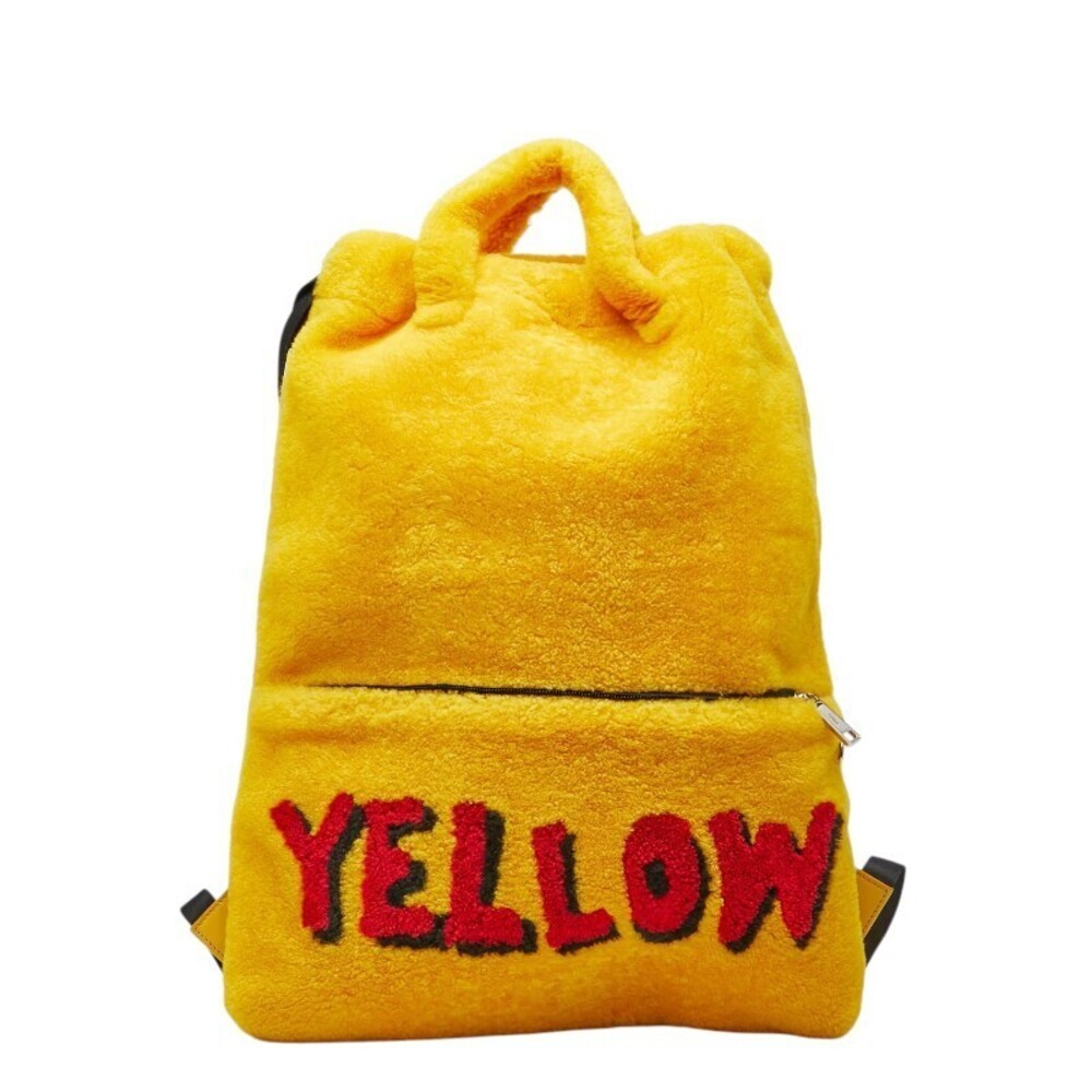 Fendi Yellow Backpack Knapsack Fleece Lined